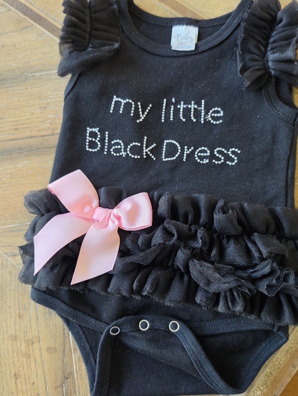 Baby Ganz "My Little Black Dress" ruffled 1 pc  0-6 M NWOT
